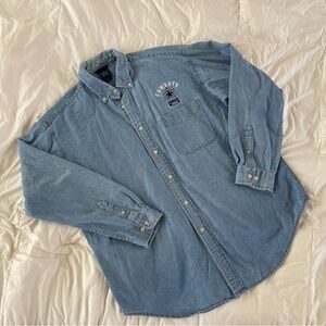 VTG NFL Dallas Cowboys Denim Shirt 100% Cotton SZ Medium Football Fan Game Day